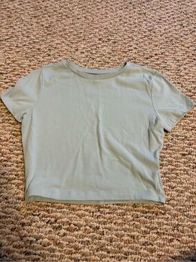 wild fable Short Sleeve Crewneck Crop Top - Sage Green